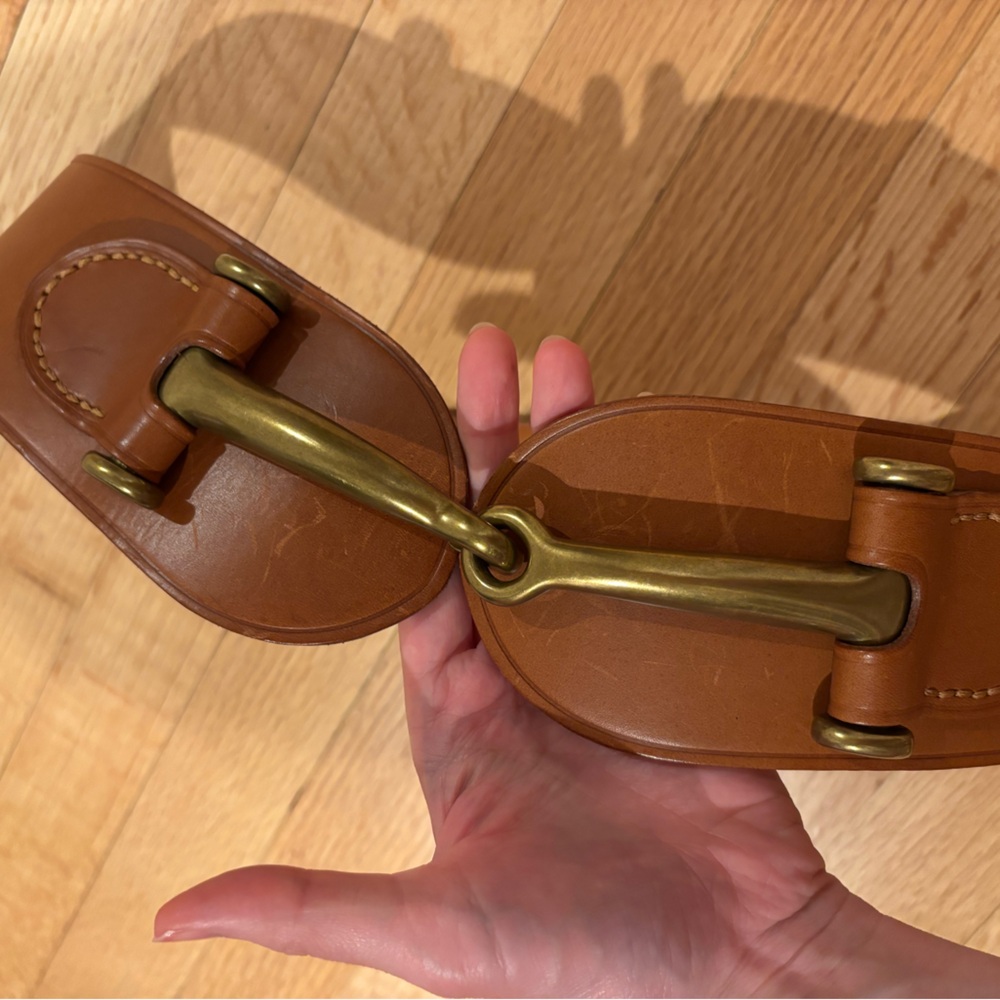 Ralph Lauren Brown Leather Waist Belt with Gold Buckle